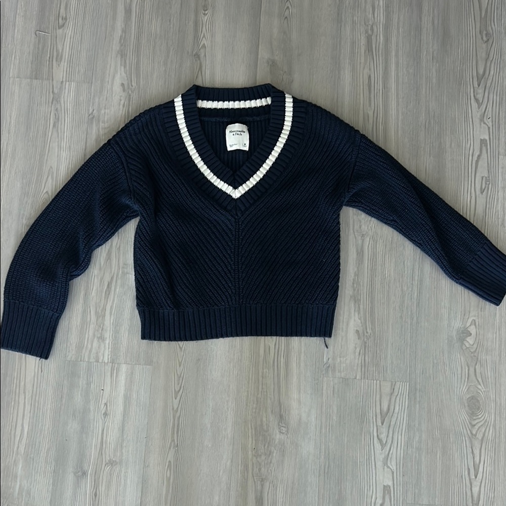 Navy Blue V-Neck Women's Sweater Abercrombie & Fitch